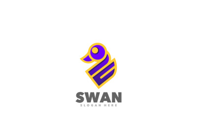 Modelo de logotipo fofo de cisne dourado