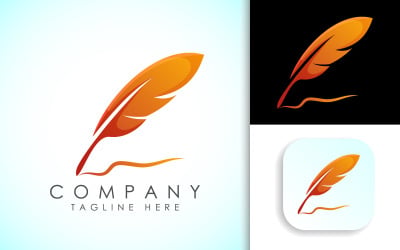 Péřové logo pro spisovatele nebo vydavatele.