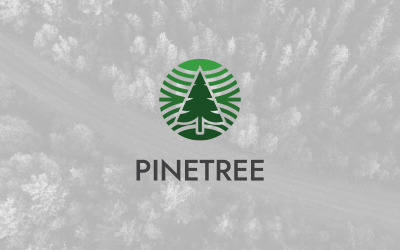 Plantilla de diseño de logotipo natural de círculo de árbol de pino