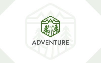 Adventure forest mountain nature logo design template