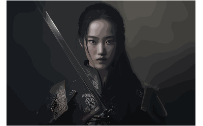 Harper Verna Carácter Katana Ilustración Vector