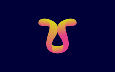 Logo písmene U, moderní logo písmene, logo písmene U, šablona loga jelení hlavy