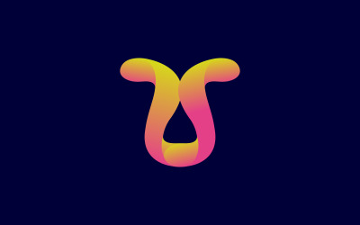 U Harfi logosu, Modern Harf Logosu, U Harfi Logosu, Geyik Kafası Logo Şablonu