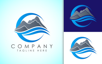 Diseño de logotipo de cumbre de pico de montaña