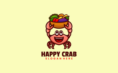 Happy Crab Mascot Cartoon Logo