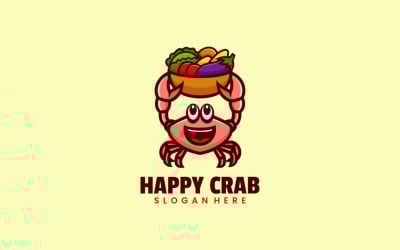 Happy Crab Mascot Cartoon Logo