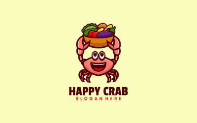 Happy Crab Mascot Cartoon Logo