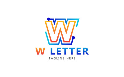 Logo vague numérique. Modèle de logo de lettre W