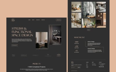Plantilla de interfaz de usuario de diseño de sitio web de diseño de interiores