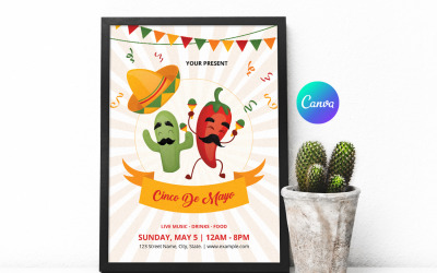 Шаблон листівки запрошення на вечірку Cinco De Mayo