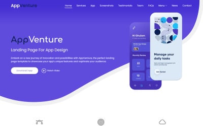 AppVenture — szablon strony docelowej aplikacji