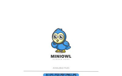 Eule blaue Cartoon-Logo-Vorlage