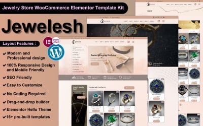 Jewelesh - Sieraden- en cosmeticawinkel WooCommerce Elementor-sjabloonkit