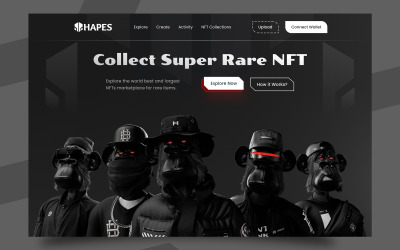 Modelo de interface do usuário da seção do herói do site NFT 01
