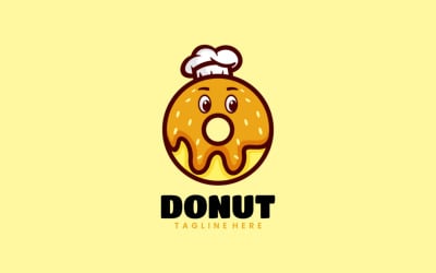 甜甜圈厨师吉祥物卡通标志