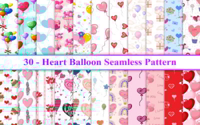 Modèle sans couture de ballon de coeur, modèle sans couture de ballon d&amp;#39;amour, fond de ballon, modèle de ballon