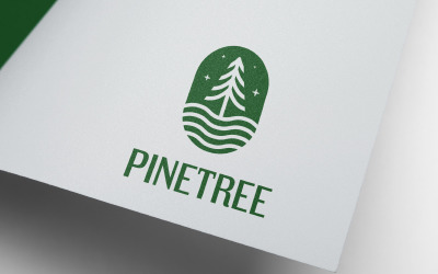 Modello di progettazione del logo naturale dell&amp;#39;albero di pino