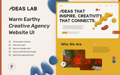 Лаборатория идей — сайт креативного агентства с теплыми земляными мотивами