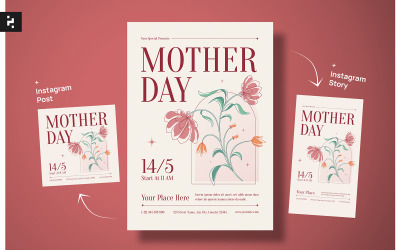 Anneler Günü Broşürü Çiçek Teması