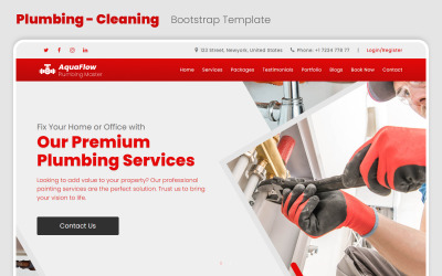 AquaFlow - Plumbing Services Multipurpose Landing Page Template