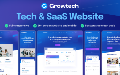 Growtech - Tech &amp;amp; SaaS Kodlu Web Sitesi Şablonu
