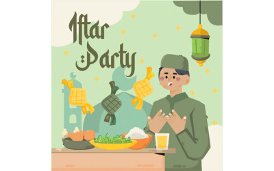 Иллюстрация партии ифтар (плоский дизайн)