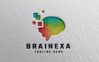 Modello di logo Brain Pixel Pro