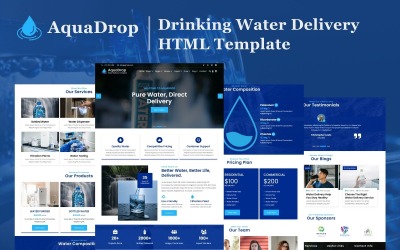 AquaDrop - Modello di sito Web HTML5 per la consegna di acqua potabile
