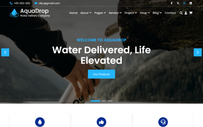 AquaDrop — szablon strony HTML5 z dostawą wody pitnej