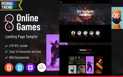 Online gaming concept website landing page with game console free