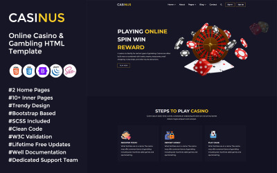 Casinus – HTML-шаблон онлайн-казино та азартних ігор