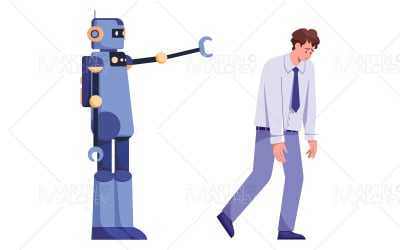 AI Firing Human on White Vector Illustration