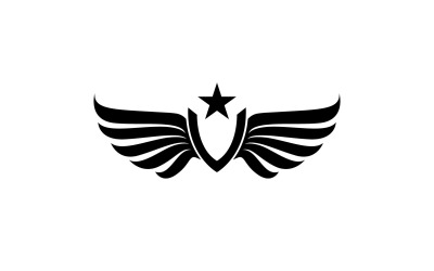Ala negra pájaro halcón logo vector v1