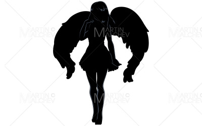 Angel Anime Girl Silhouette vektorillustration