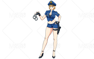 Anime polis på vit vektorillustration
