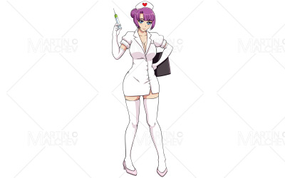 Beyaz Vektör Çizim Anime Hemşire