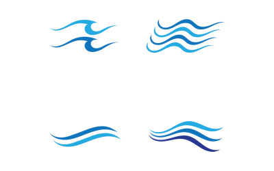 Disegno vettoriale del logo della spiaggia dell&amp;#39;acqua dell&amp;#39;onda blu v2