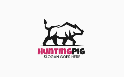 Logotipo de arte de línea de cerdo de caza