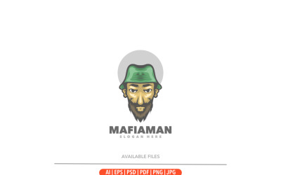 Mafia man cute mascot logo template