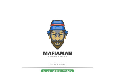 Modèle de logo de mascotte bleue mafia
