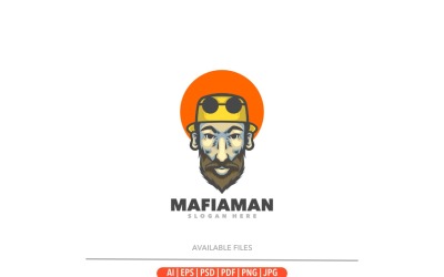 Modèle de logo de mascotte de patron de la mafia