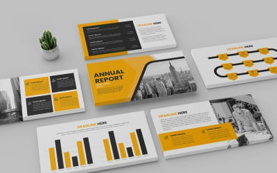 Plantilla de diapositivas de presentación de PowerPoint de informe anual empresarial