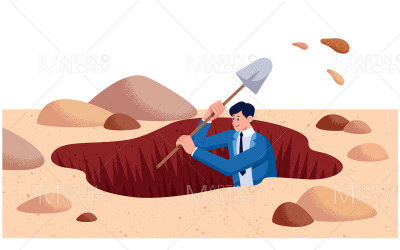 Бізнесмен копати яму Векторні ілюстрації