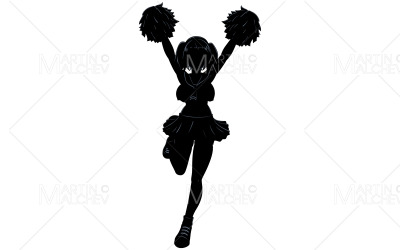 Cheerleader Cartoon Silhouette vektorillustration