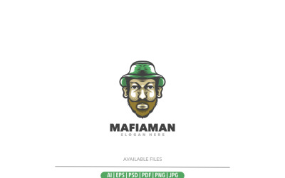 Modelo de logotipo de mascote verde da máfia