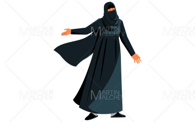 Muslim Woman Wearing Niqab on White Vector Illustration