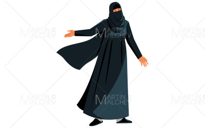 Muslim Woman Wearing Niqab on White Vector Illustration