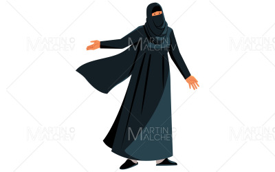 Muslimsk kvinna som bär niqab på vit vektorillustration