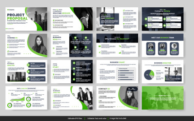 plantilla de diapositiva de presentación de powerpoint de negocio de informe anual de vector y propuesta de negocio