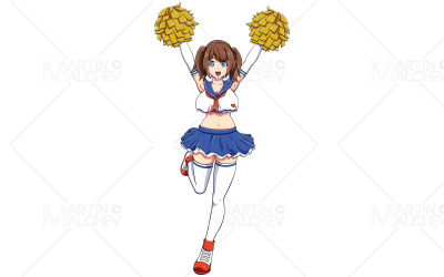 Pom-pom girl sur blanc Vector Illustration
